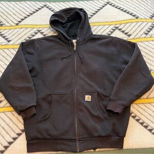 Carhartt Men’s Zip Up Sweatshirt J149 BLK Thermal Lined